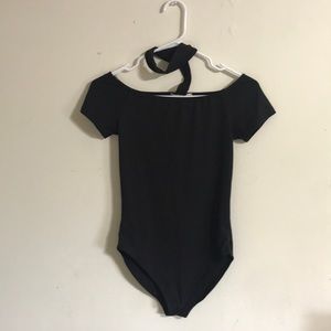 Black off the shoulder  “suede” choker body suit